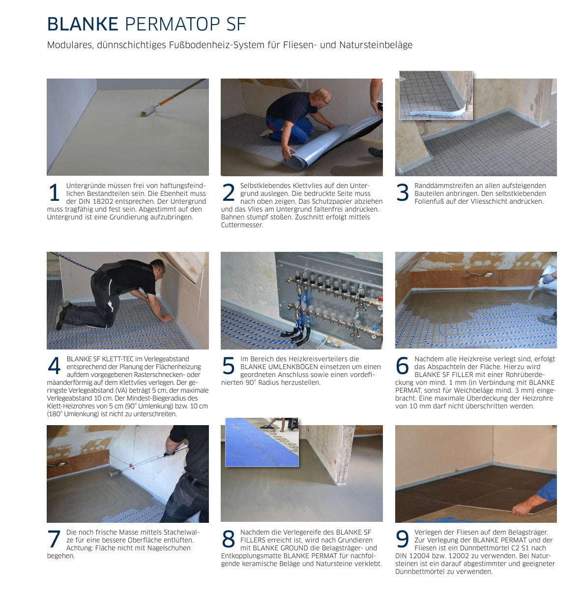 BLANKE PERMATOP SF - Modulares, dünnschichtiges Fußbodenheiz-System für Fliesen- und Natursteinbeläge