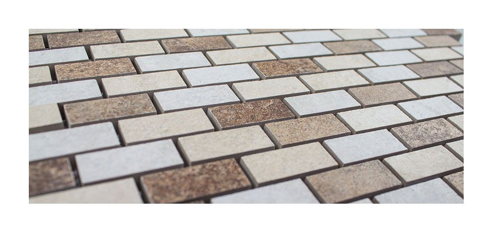 Mosaik Fliesen - Brick Terreno bianco/beige/cotto Netz 30x30cm