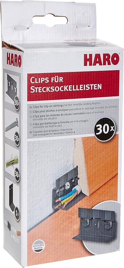 Clips für Stecksockelleisten HARO - 30 Stück inkl. Schrauben und Dübel