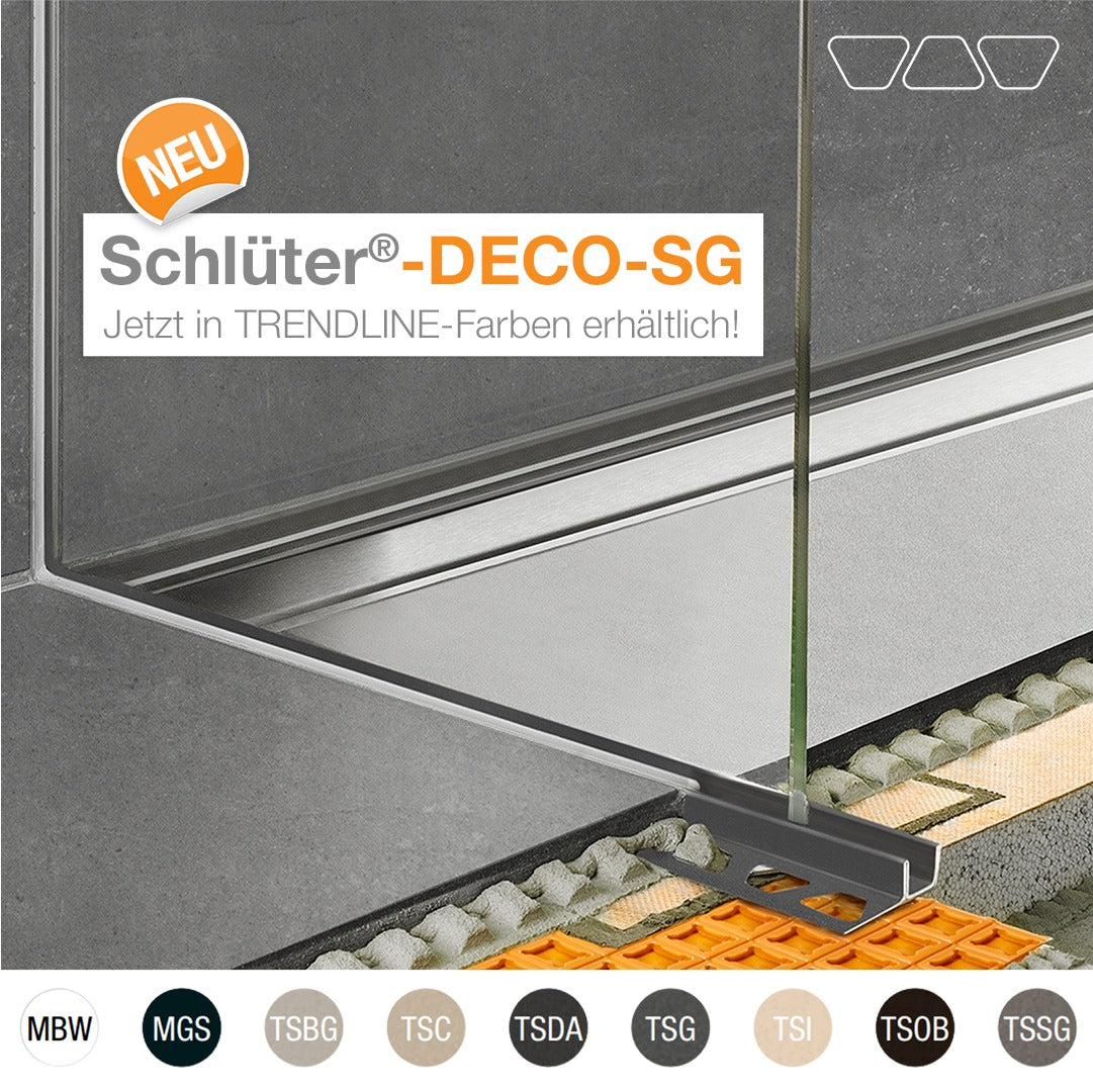 Deco-SGC - Schlüter U-Aufnahmeprofil für Glas an Ecke mit Putzwand in der Dusche Länge=2.5m