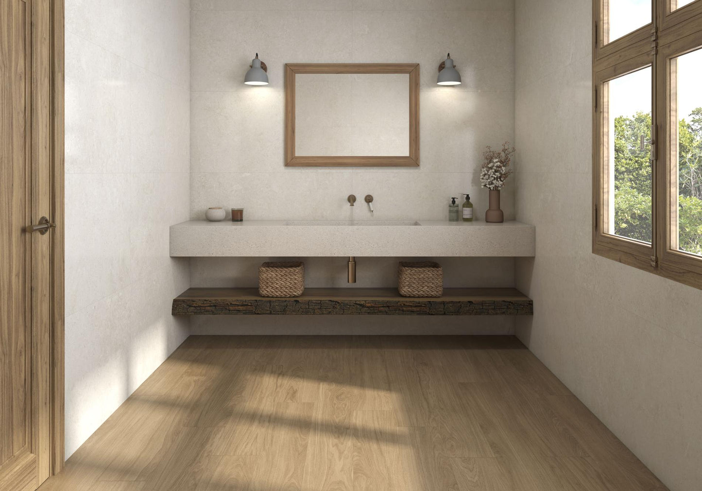 Serie Portlandstone Kalon und Lin Pamesa Ceramica - Ausstellung  Bad 53