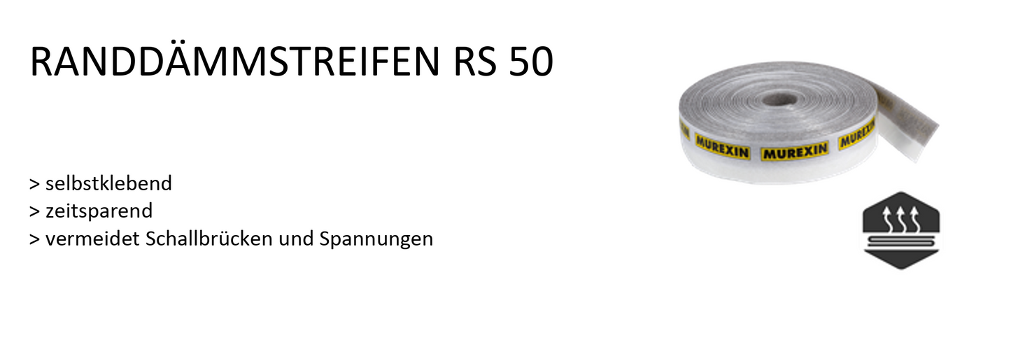 Selbstklebende Randdämmstreifen RS50 für Ausgleichsmasse - 20m