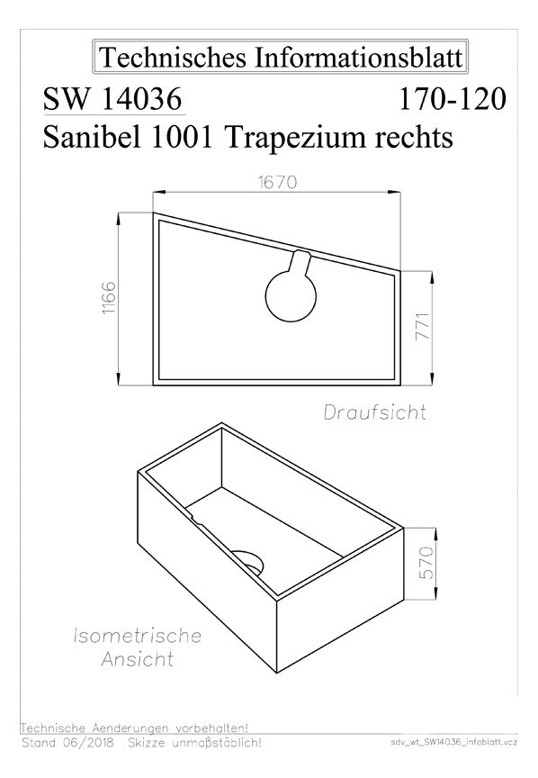 Wannenträger für 1001 Acryl-Badewannen 170x120x60cm - Trapezformbadewanne rechts