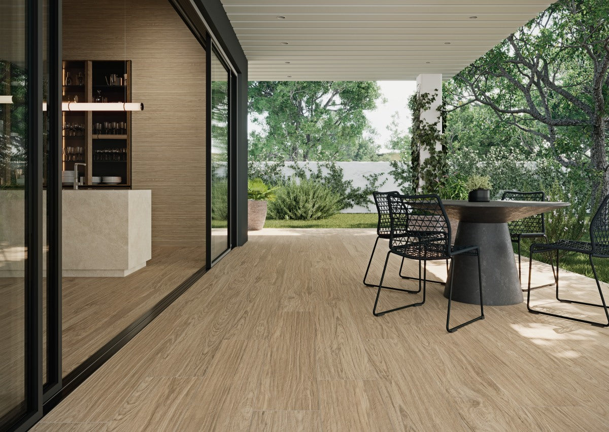 Wandfliese Holz-Optik Rillen-Design Malmo Grespania 45X120cm