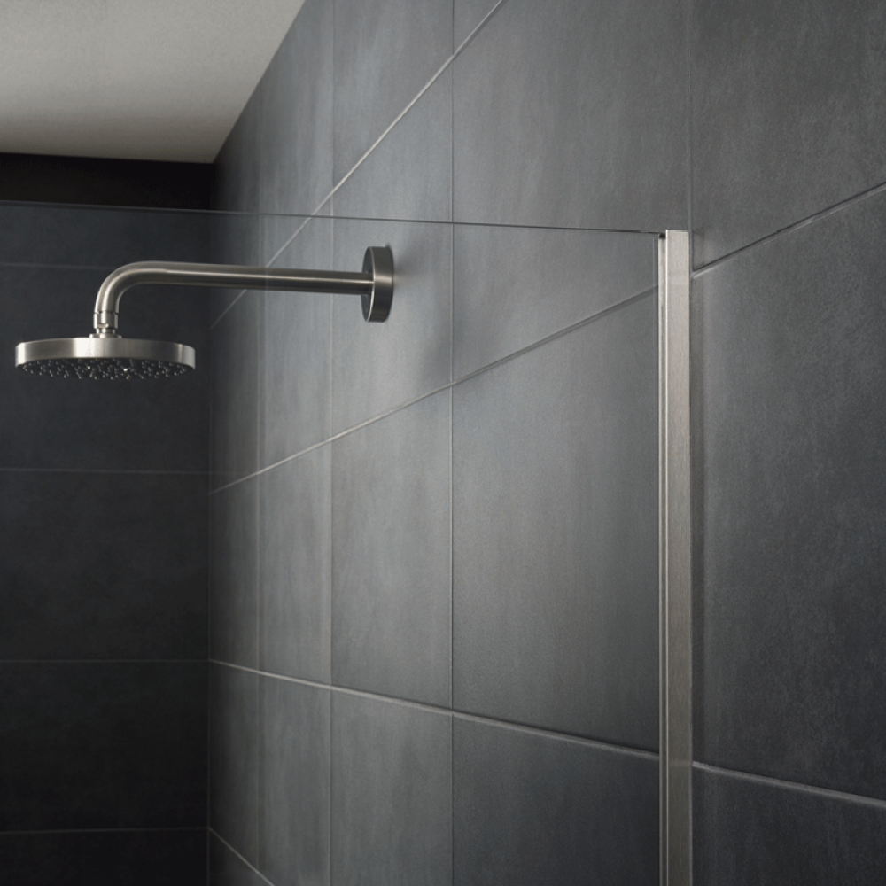 Glashalteprofil - Boden und Wand - Aqua-Glas 2.5m - Einbau unter der Fliesen