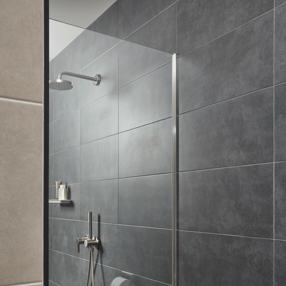 Glashalteprofil - Boden und Wand - Aqua-Glas 2.5m - Einbau unter der Fliesen