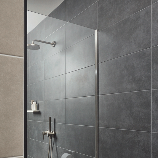 Glashalteprofil - Boden und Wand - Aqua-Glas 2.5m - Einbau unter der Fliesen