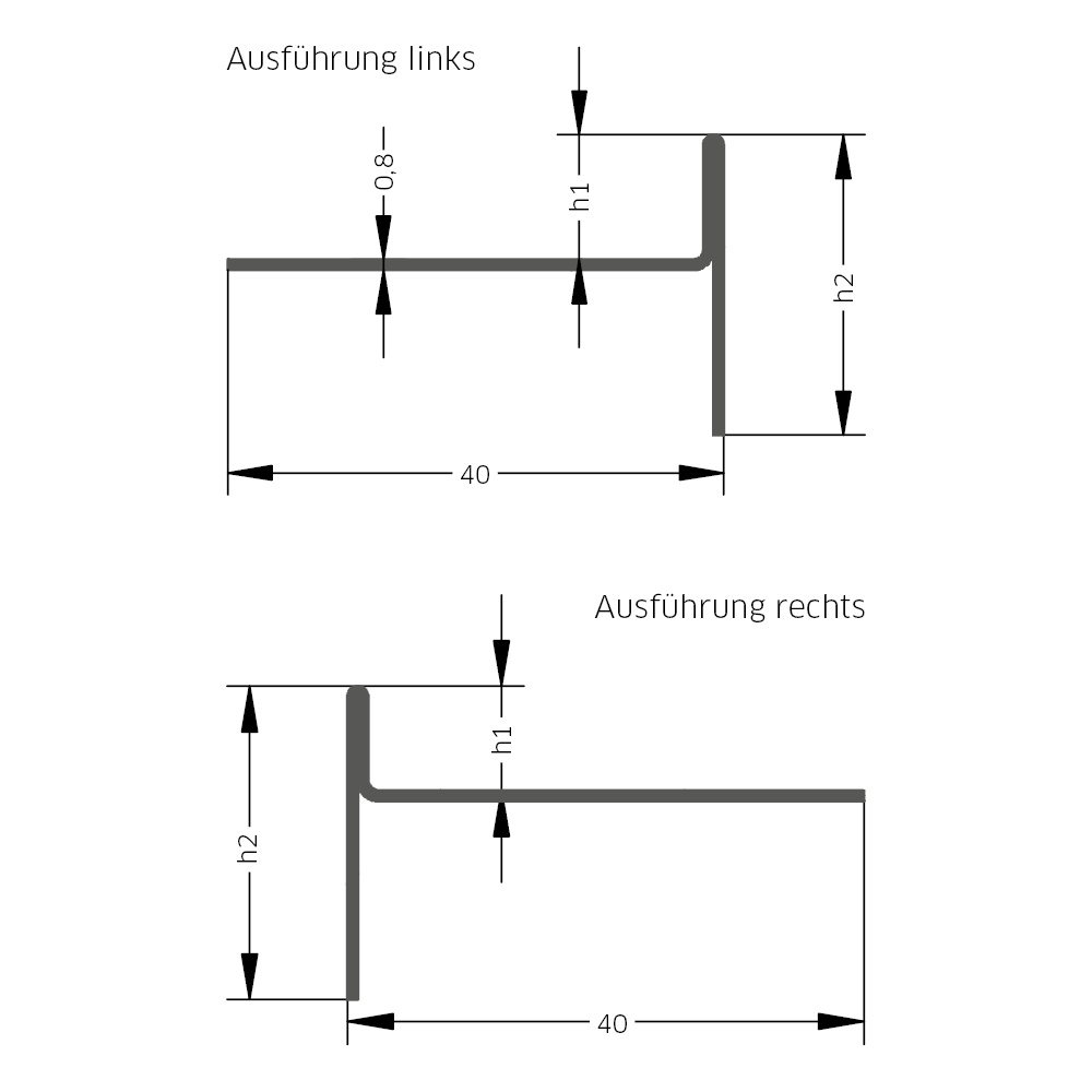 BLANKE Aqua-Keil Glas -Boden-Profil aus Edelstahl mit 2% Gefälle zur Aufnahme von Glastrennwänden