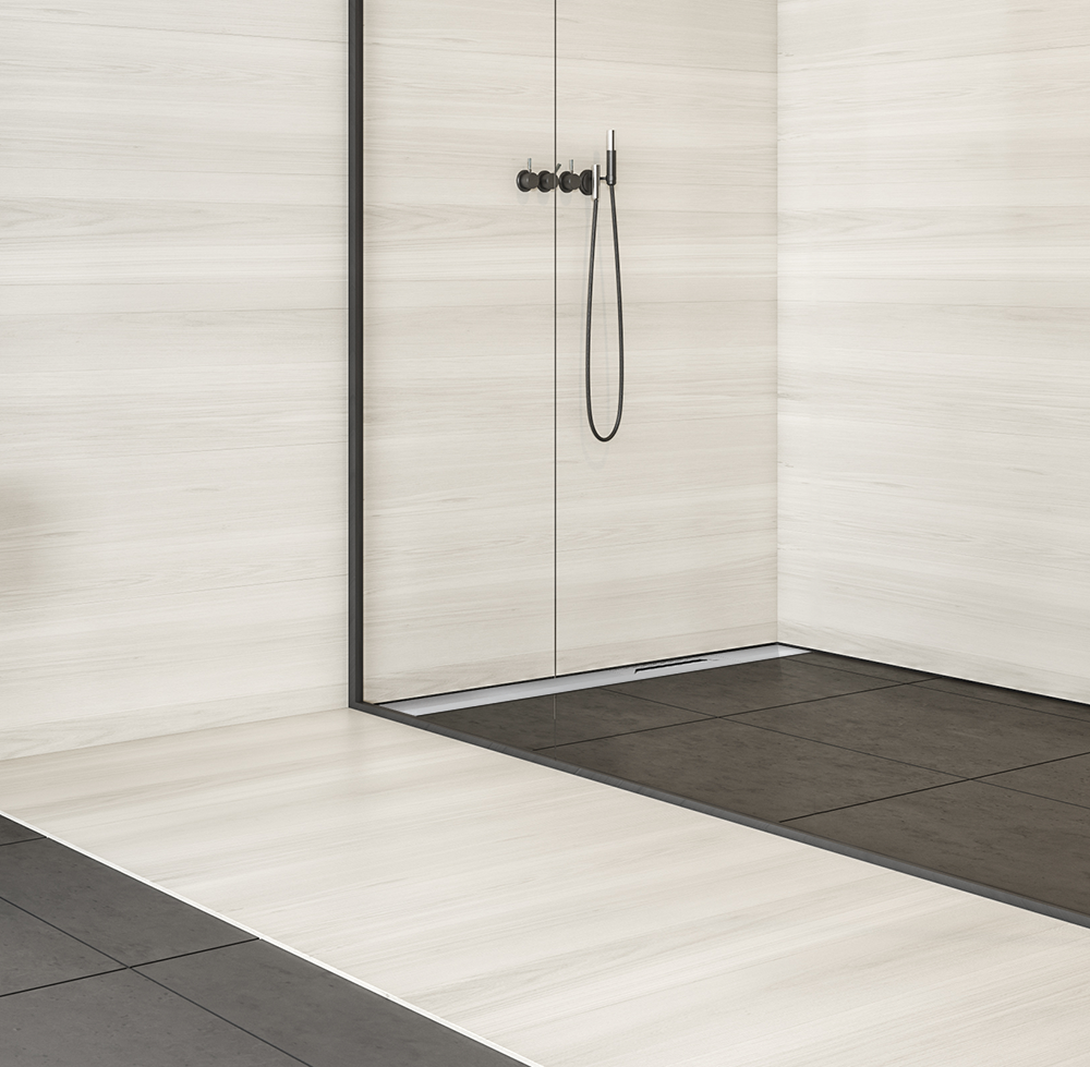 Blanke Diba Flex-Line - Duschrinne Höhe 75mm bodengleiche Dusche mit Designabdeckung Komplett Set