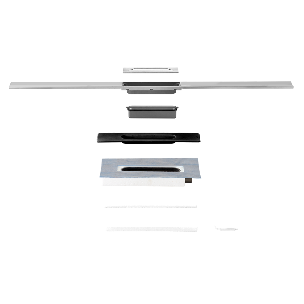 Blanke Diba Flex-Line - Duschrinne Höhe 75mm bodengleiche Dusche mit Designabdeckung Komplett Set