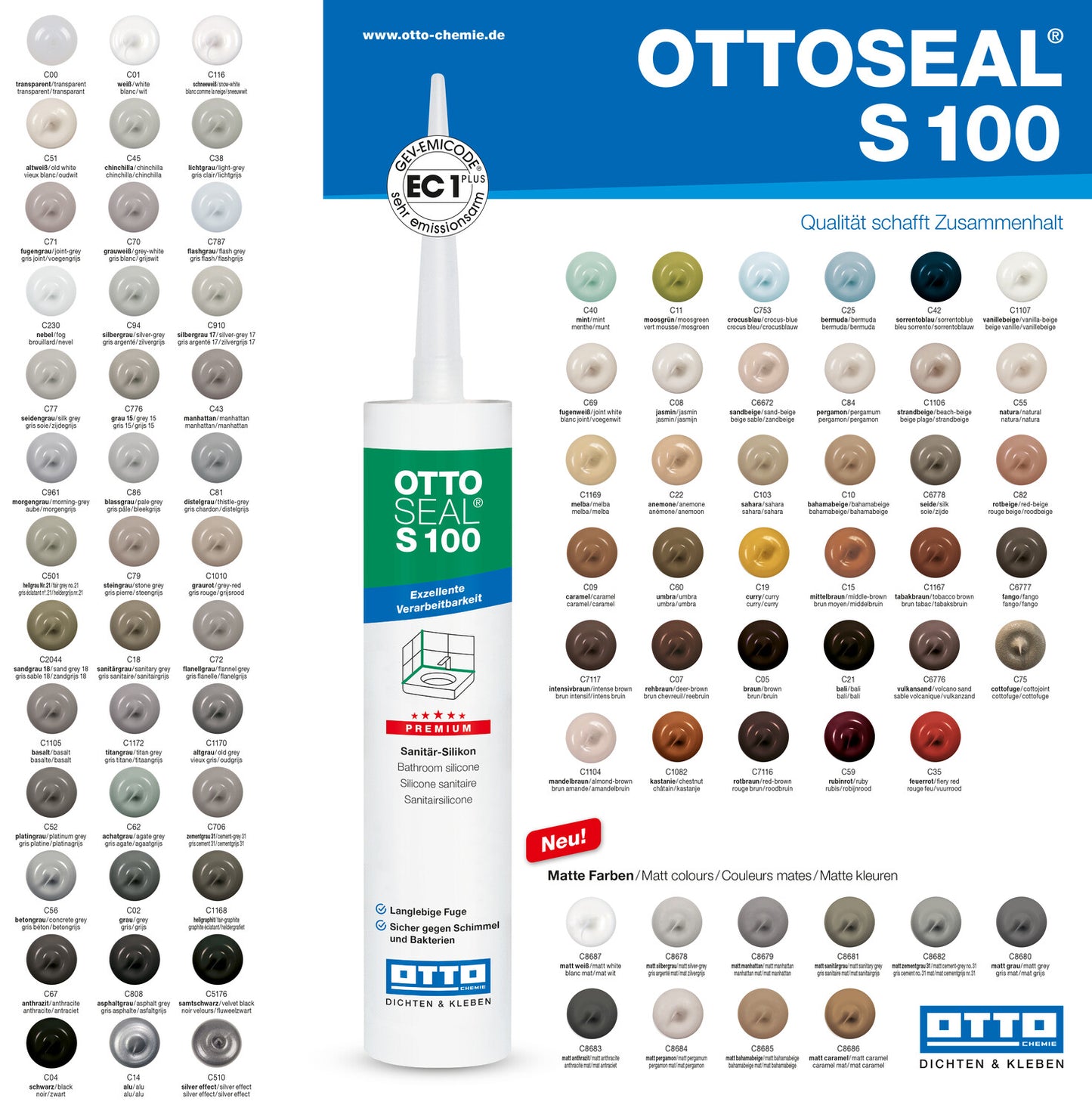 Silikon OTTOSEAL®  S 100 Premium-Sanitär-Silikon - 45 Farben