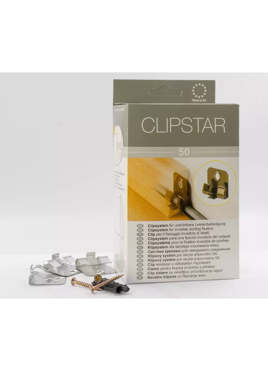 Clips von Tilo aus Metall für Leisten - 50 Stück inkl. Schrauben und Dübel