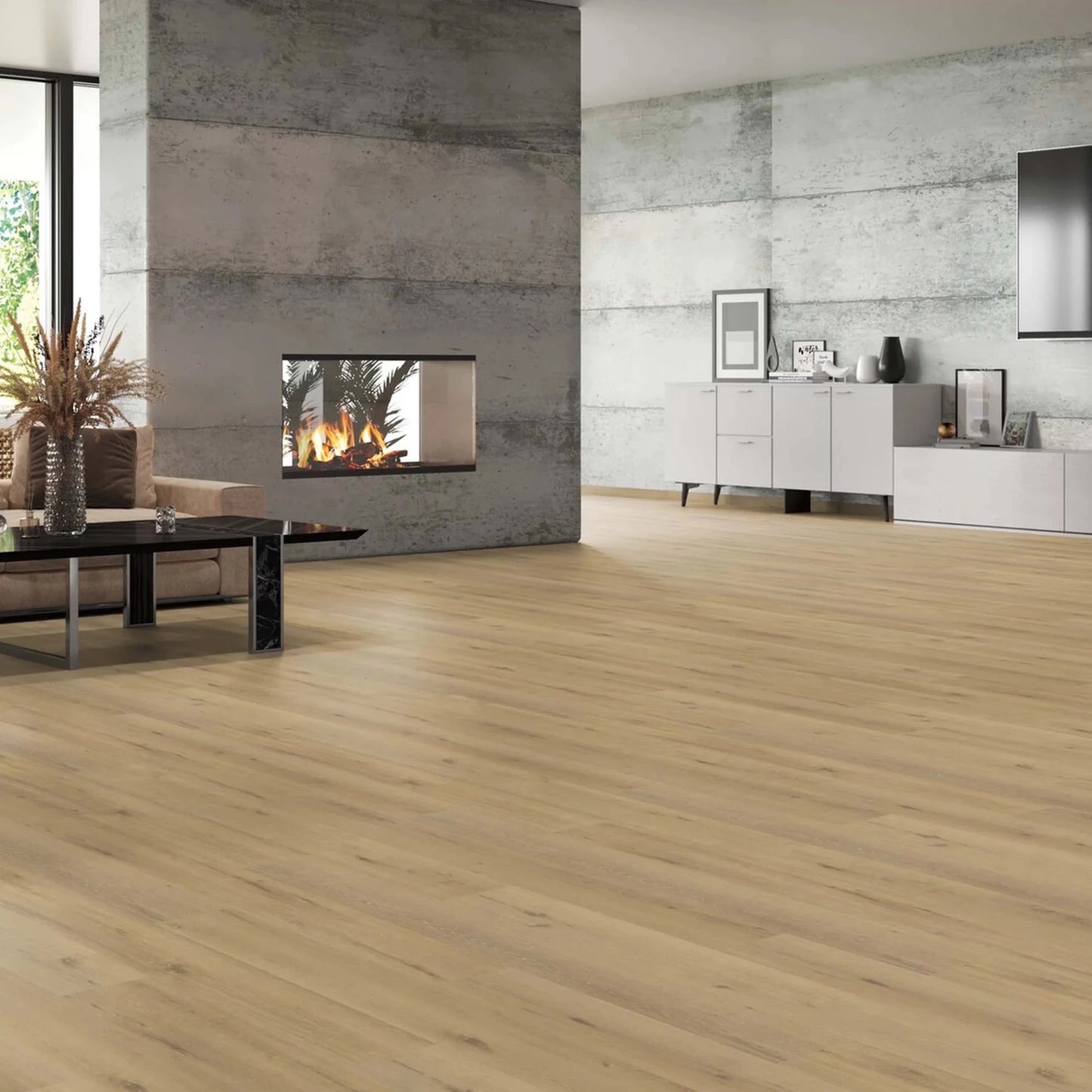 Vinyl Tilo Oak Safari with click system and impact sound insulation