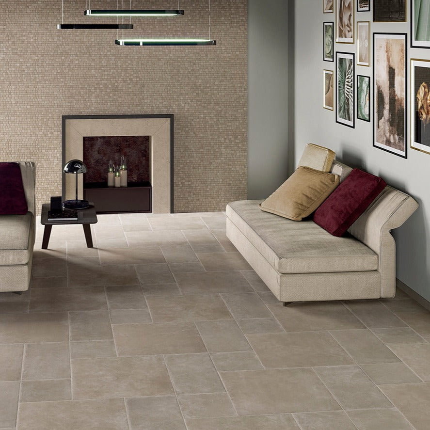 Castelli vanilla - Fliesen Steinoptik von Isla Tiles Italien - römischer Verband