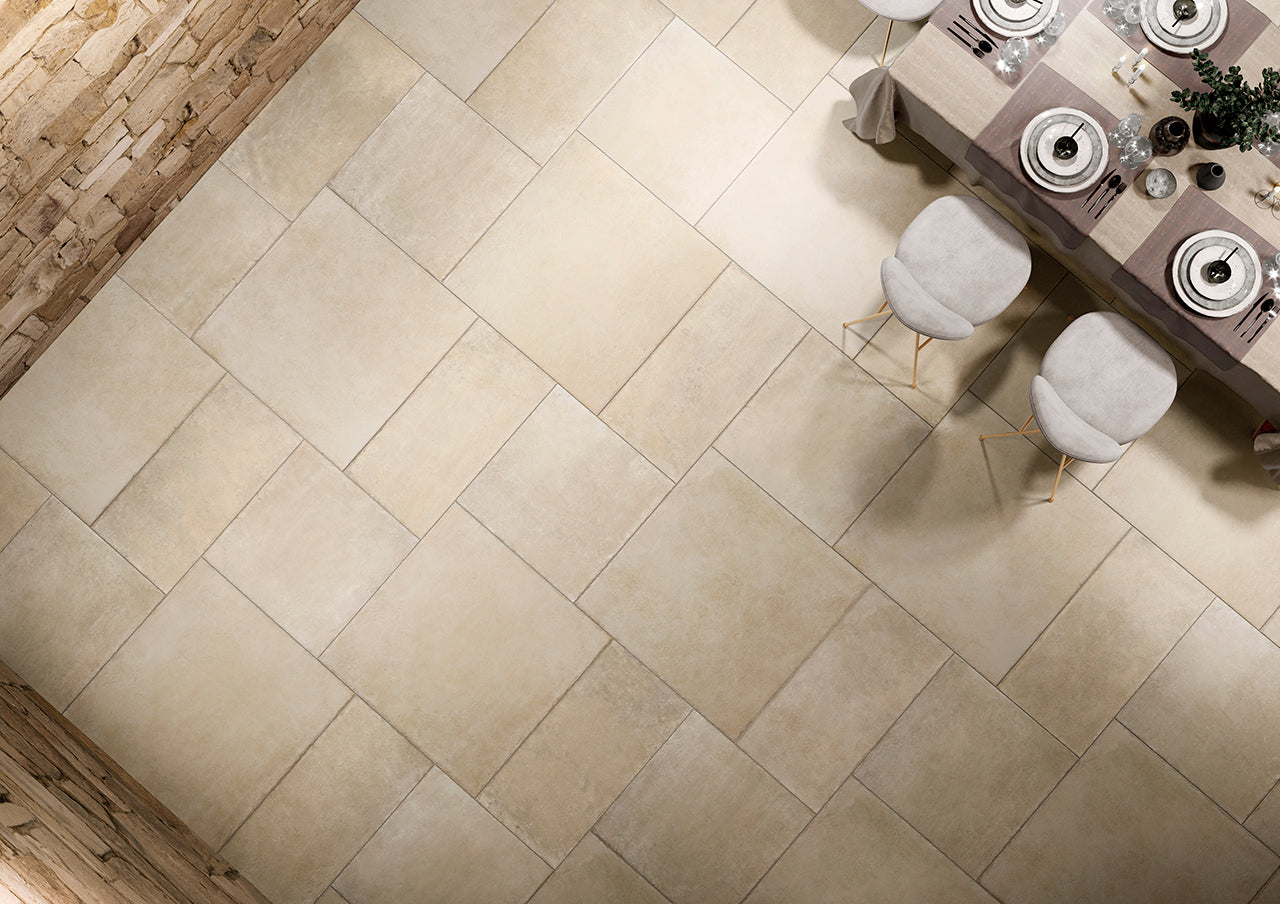 Castelli vanilla - Fliesen Steinoptik von Isla Tiles Italien - römischer Verband