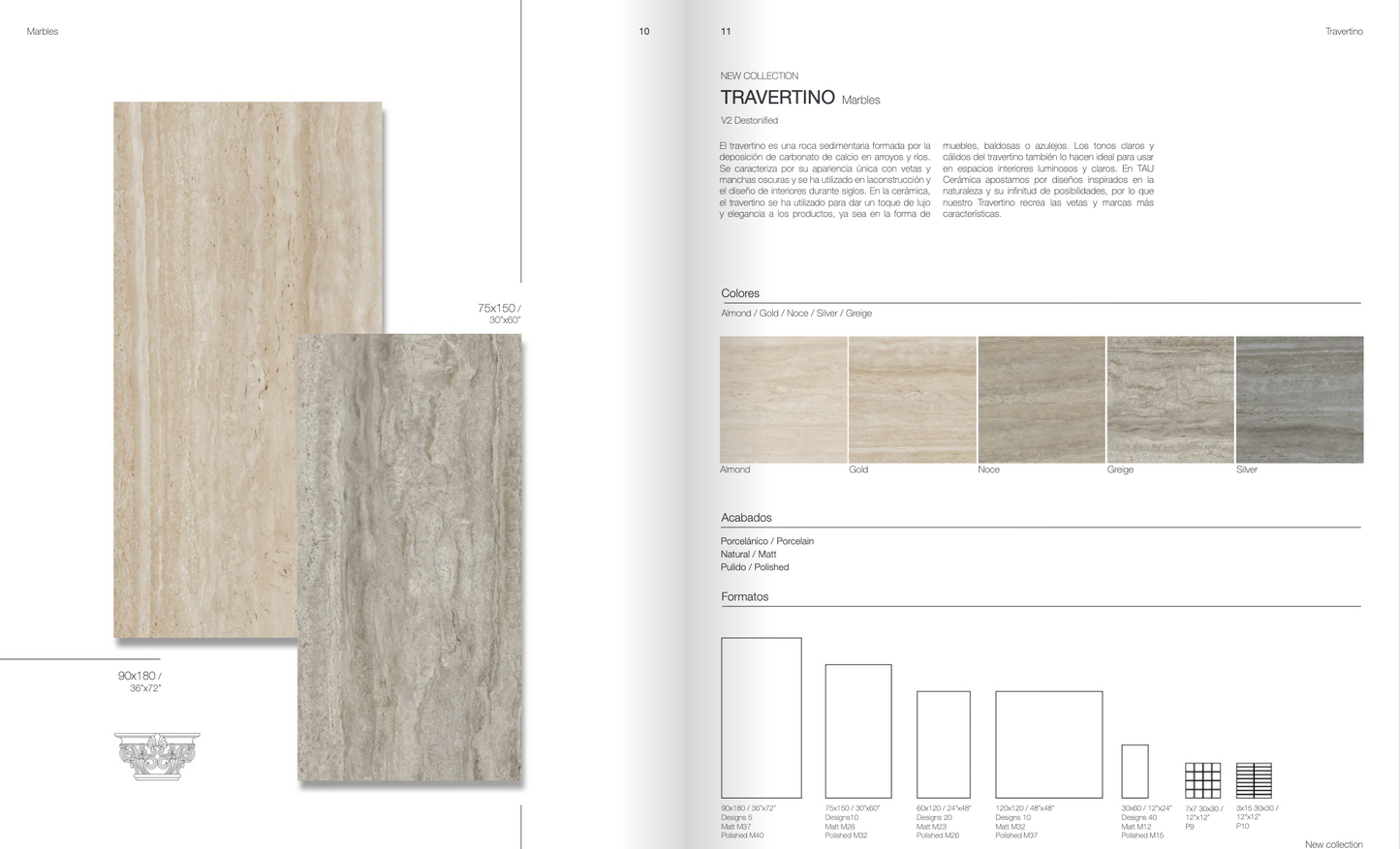 Travertino Serie Tau Ceramica Spanien - Feinsteinzeug Travertin Optik