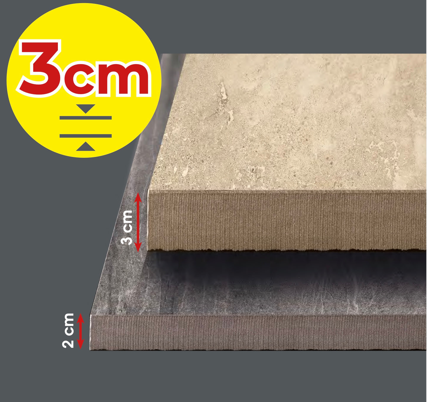 Novabell Feinsteinzeug Terrassenplatten 3 cm Stärke - Verlegen Sie direkt auf Splitt oder Teilverbunden