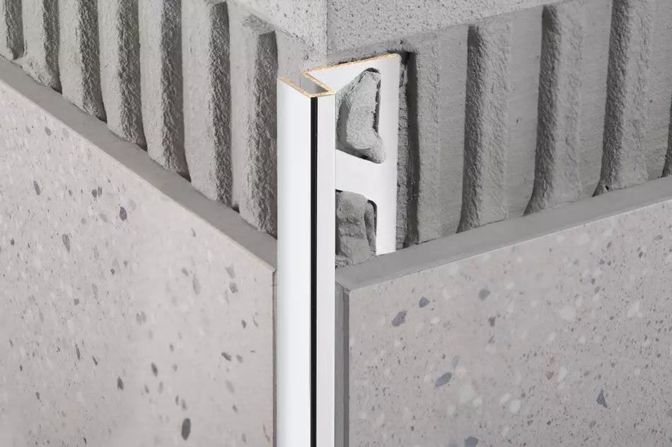 Angle end profile, shiny stainless steel 3m 