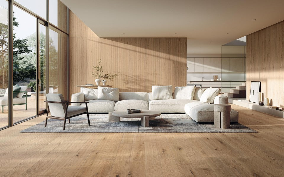 Atlas Concorde LOG Amber Oak Natural – Holzoptikfliesen mit 3D Tatami & Fischgrät-Dekor