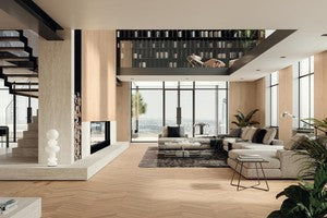 Atlas Concorde LOG Amber Oak Natural – Holzoptikfliesen mit 3D Tatami & Fischgrät-Dekor