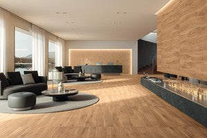 Atlas Concorde LOG Amber Oak Natural – Holzoptikfliesen mit 3D Tatami & Fischgrät-Dekor