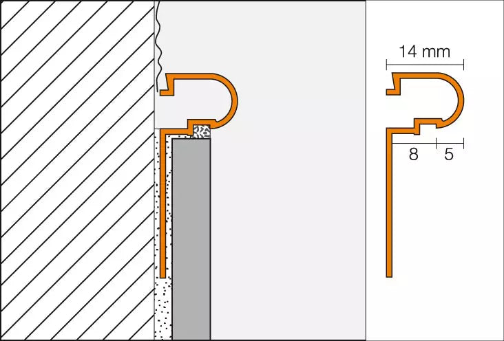 Schlüter-Rondec-DB Profile - Gerundetes Abschlussprofil aus Aluminium 2,5m und 14mm