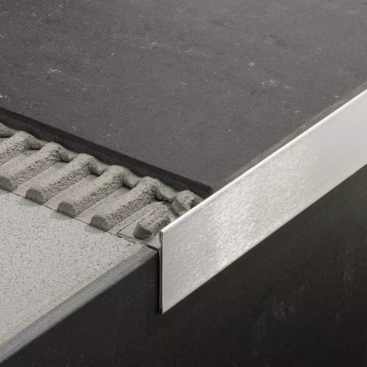 Angle end profile, shiny stainless steel 3m 