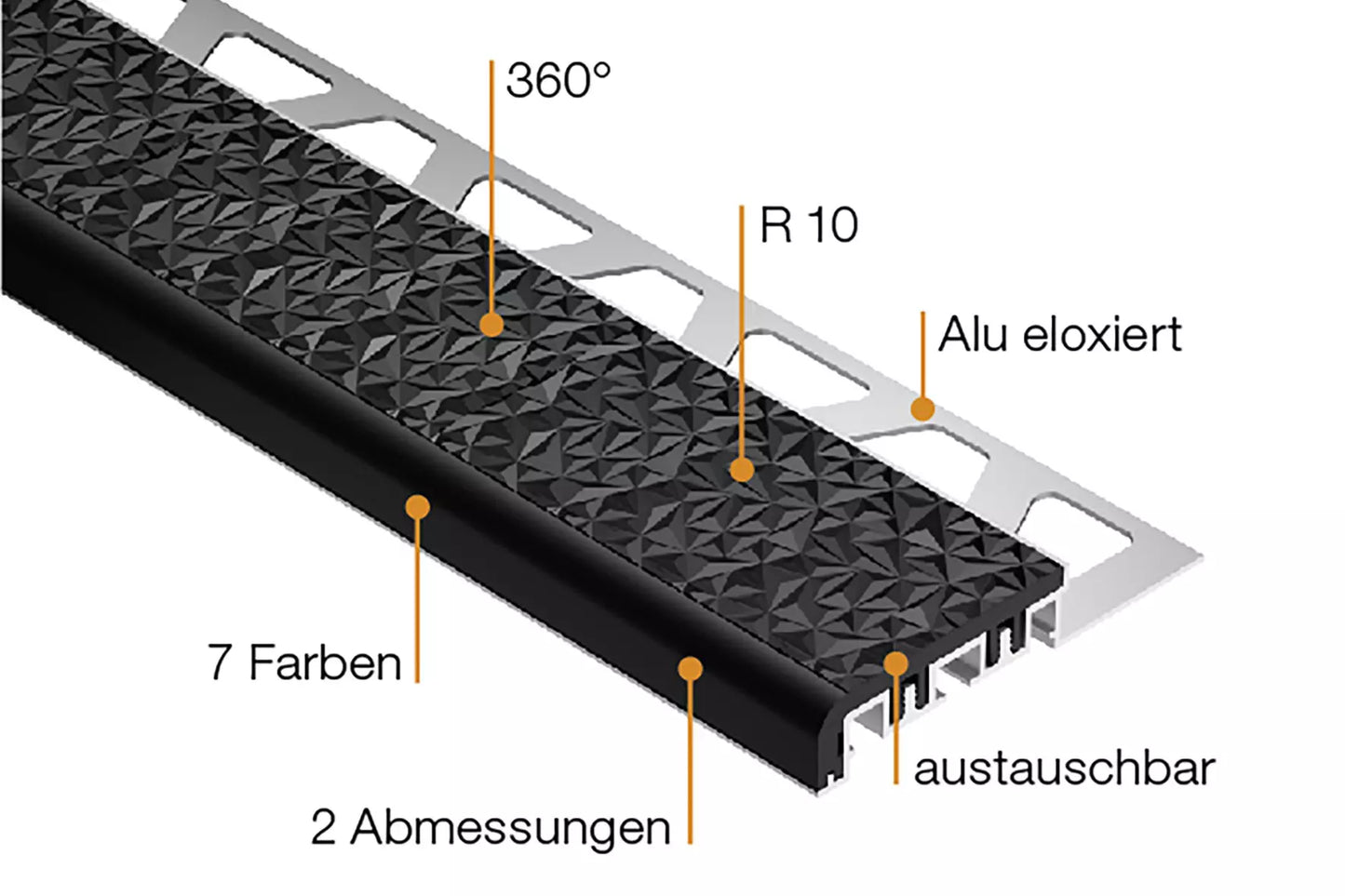 Schlüter-TREP-V Profile - Treppenprofil mit auswechselbarer Auftrittsfläche