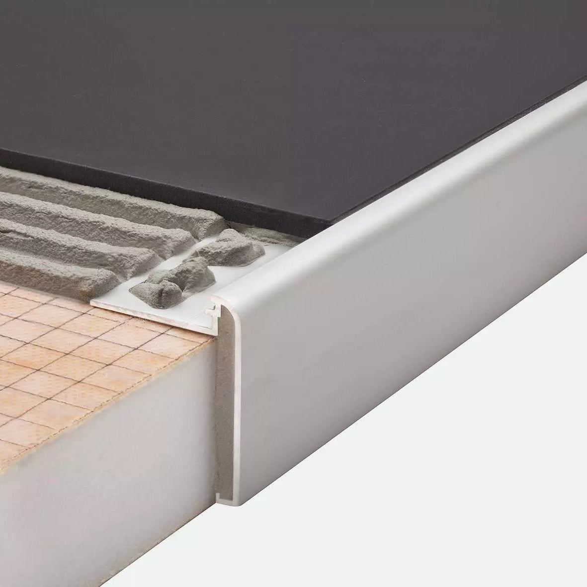 Angle end profile, shiny stainless steel 3m 
