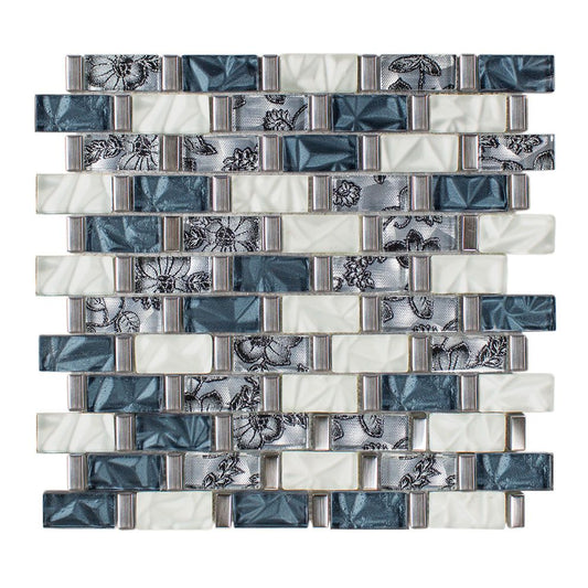 Mosaik Fliesen - Brick STELLINA azul Netz 30x31cm
