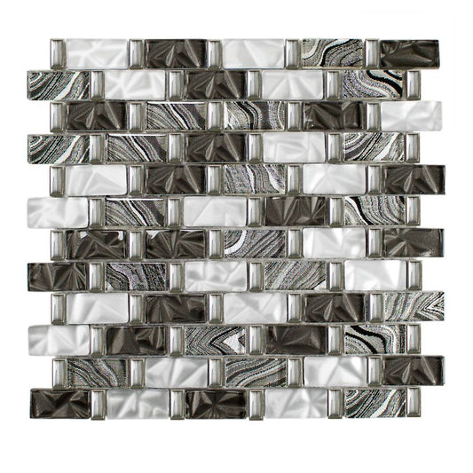 Mosaik Fliesen - Brick STELLINA gris Netz 30x31cm