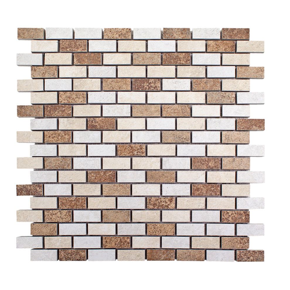 Mosaik Fliesen - Brick Terreno bianco/beige/cotto Netz 30x30cm