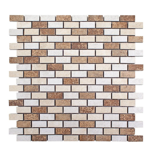 Mosaik Fliesen - Brick Terreno bianco/beige/cotto Netz 30x30cm