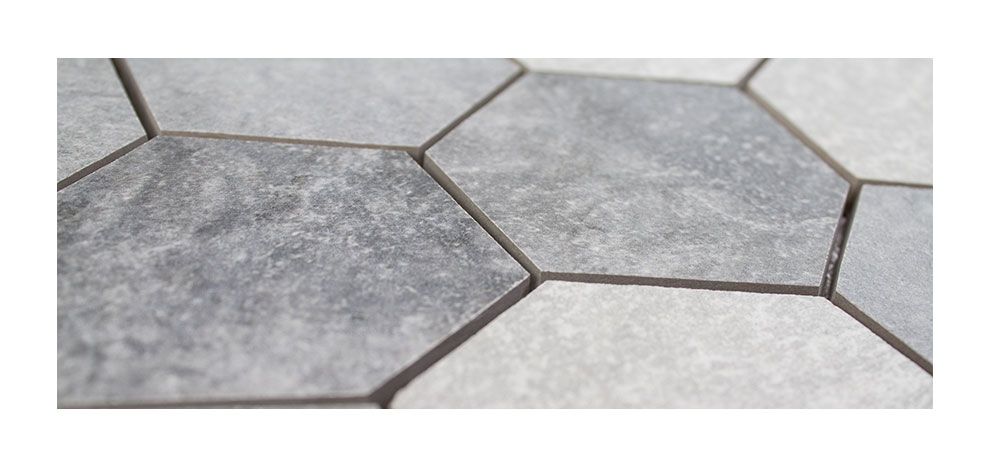 Mosaik Fliesen - Esagona Ardesia antracite/bianco/grigio Netz 25,9x22,4cm