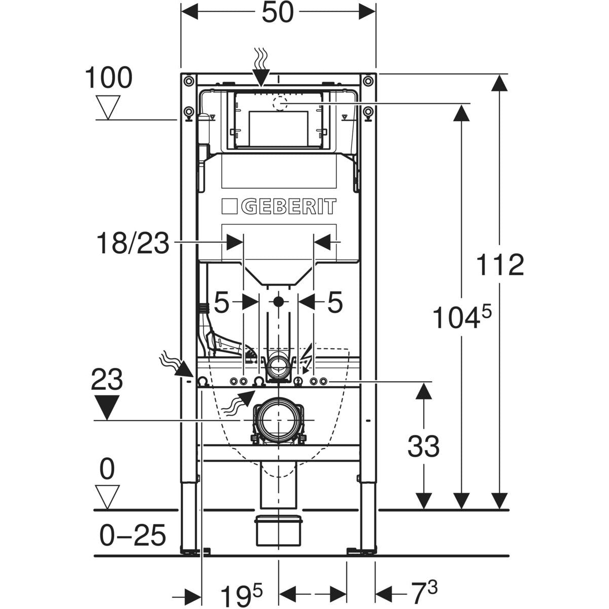 Geberit Duofix WC-Vorwandelement 112 cm – mit Sigma UP-Spülkasten 12 cm