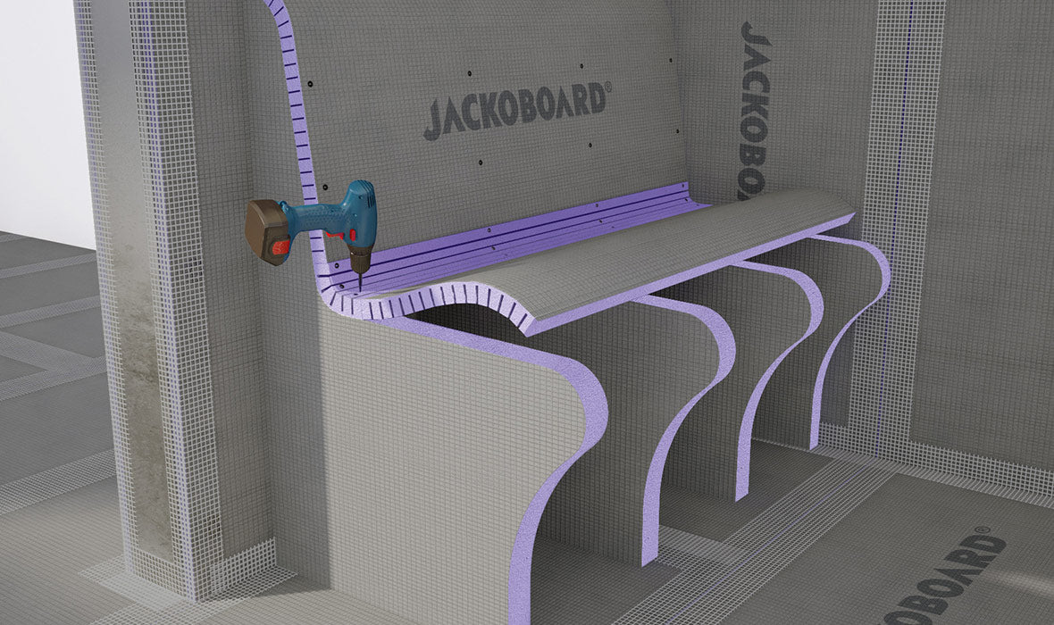JACKOBOARD® S-Kit – Befliesbare Sitzbank für Dusche & Bad | Komplett-Set
