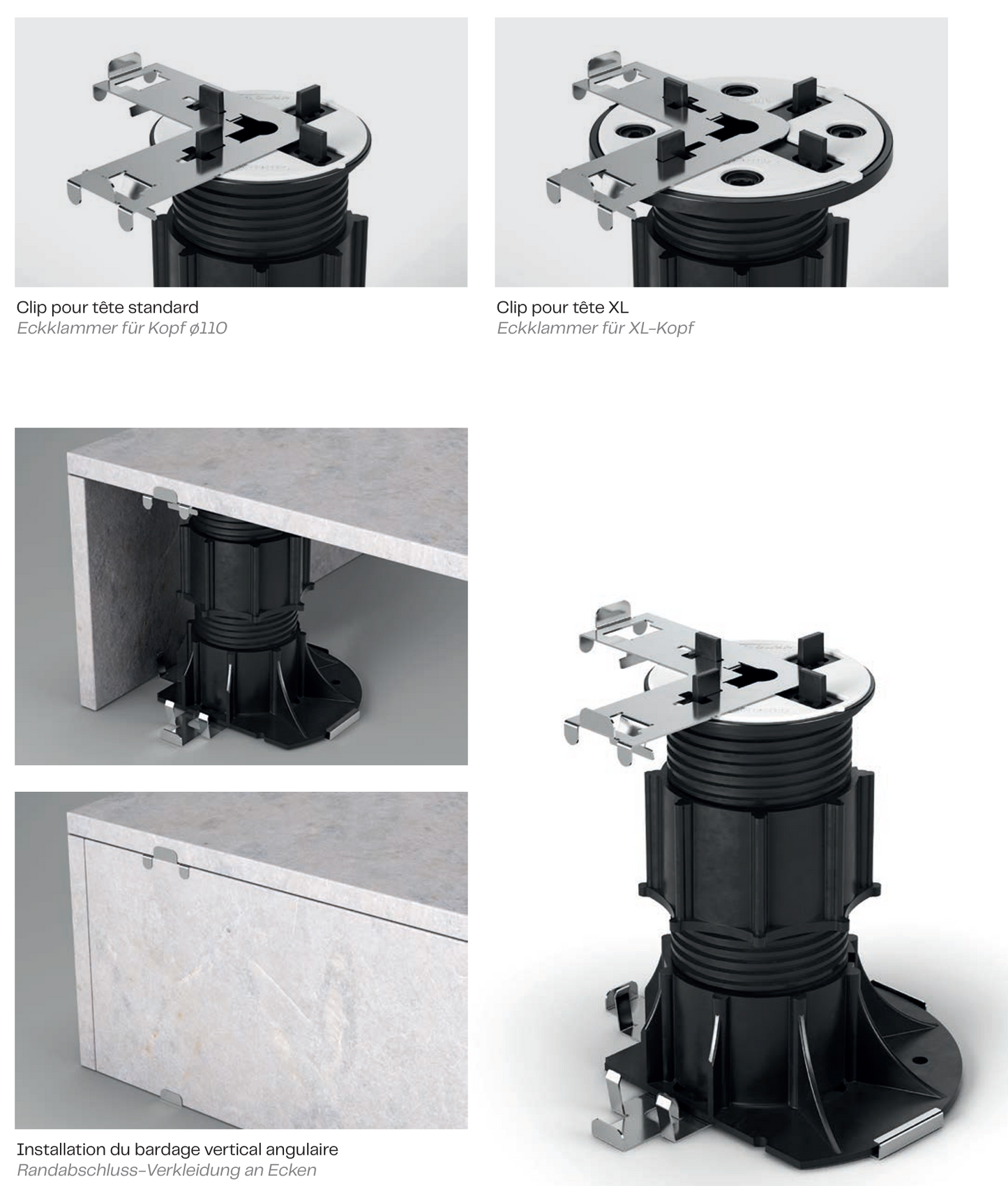 Zubehör für Montage von Platten, WPC und Holz auf Aluminium-Balken -Eterno