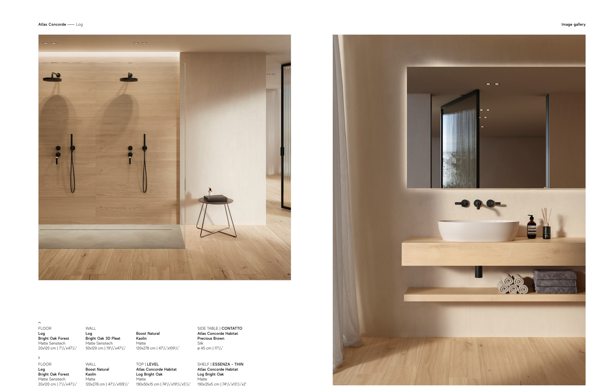 Atlas Concorde LOG Amber Oak Natural – Holzoptikfliesen mit 3D Tatami & Fischgrät-Dekor