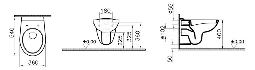 sanibel 1001 QuickBox – Wand-Tiefspül-WC mit WC-Sitz & Schallschutzset | Weiß