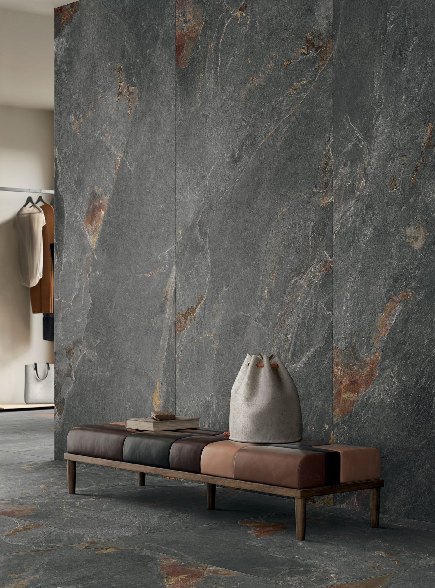 Panaria Stone Trace Hollow -Schiefer in seiner maximalen keramischen Interpretation