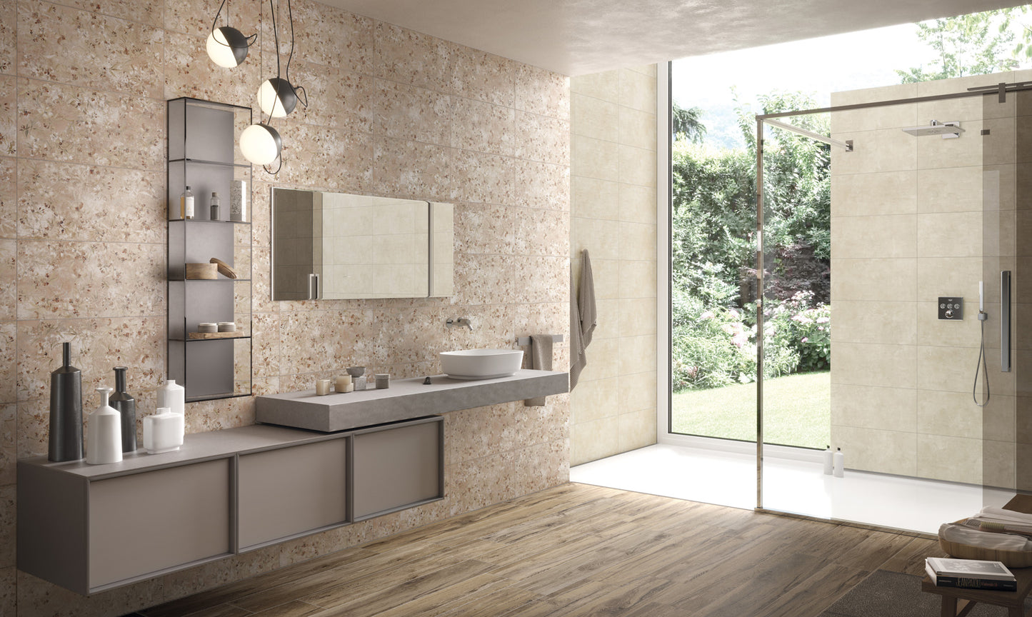 Naxos Pictura Veleia soft -sanfter Elfenbeinton mit zementartiger Optik + Dekore