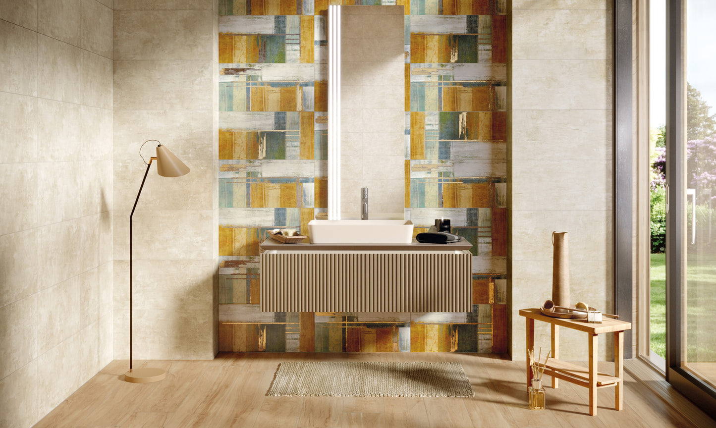 Naxos Pictura Veleia soft -sanfter Elfenbeinton mit zementartiger Optik + Dekore