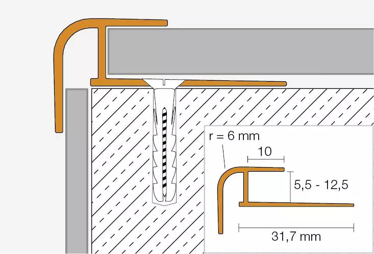 Angle end profile, shiny stainless steel 3m 