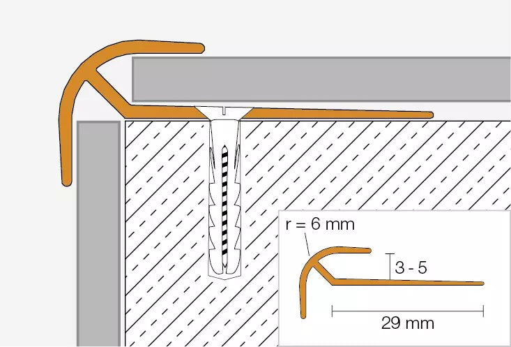 Angle end profile, shiny stainless steel 3m 