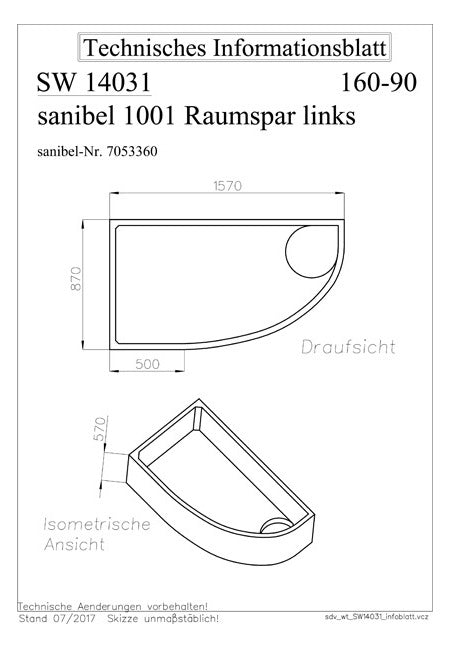 Wannenträger für 1001 Acryl-Badewannen 160x90x60cm - Raumsparbadewanne links