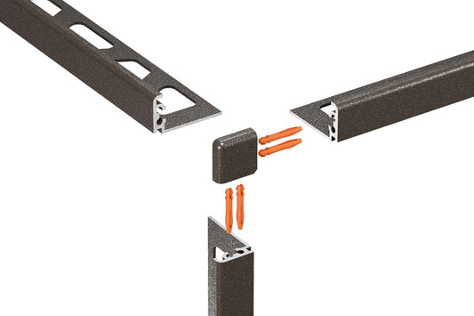 Außenecke 90° mit Verbinder für Jolly Profil inkl. Verbindungsstifte