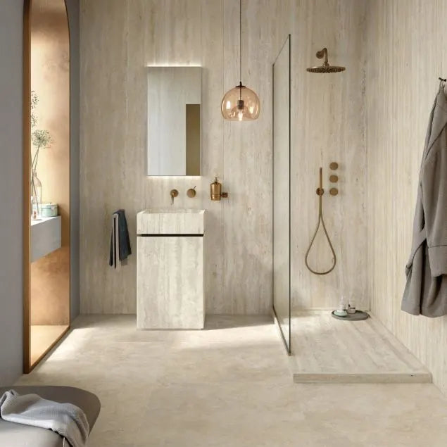 Travertin Fliesen Innenbereich 61x40,6x1,2 cm - getrommelt, beige, braun