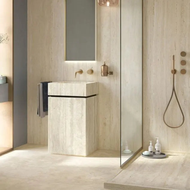 Travertin Fliesen Innenbereich 61x40,6x1,2 cm - getrommelt, beige, braun