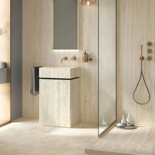 Travertin Fliesen Innenbereich 61x40,6x1,2 cm - getrommelt, beige, braun