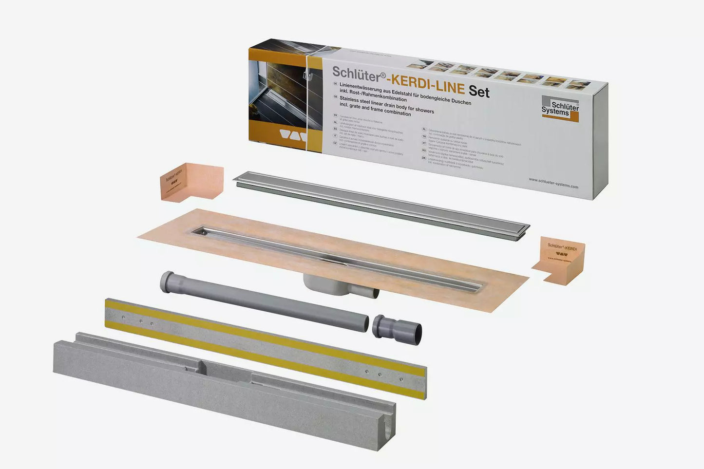Schlüter®-KERDI-LINE Set A Duschrinne Komplett-Set – bodenebene Dusche